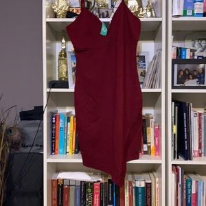 Spaghetti strap Burgundy mini dress
